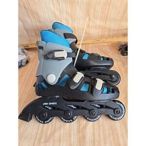 LION Sports DELUXE Inline Roller Blades Skates Youth Black GRAY BLUE Size 2